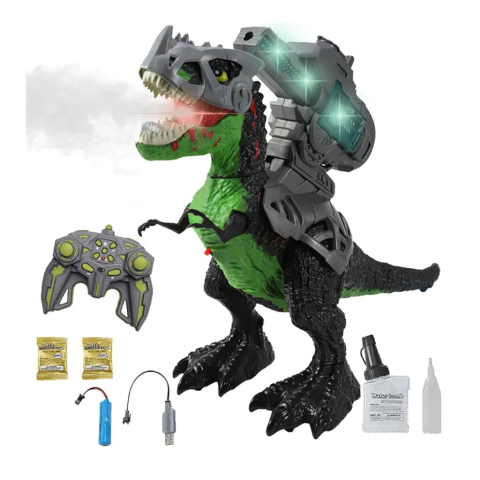 Dinossauro Robô T-Rex Blindado com Controle Remoto – Luzes, Sons, Fumaça, Rugidos e Bombas de Gel