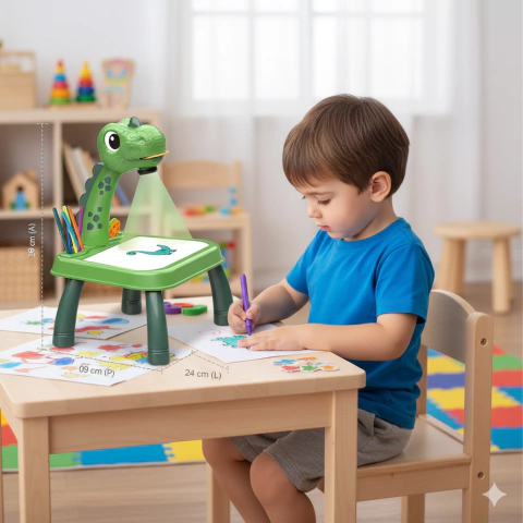 Mesa Projetora Dino na Floresta – Desenhe, Crie e Divirta-se com Luz e Música