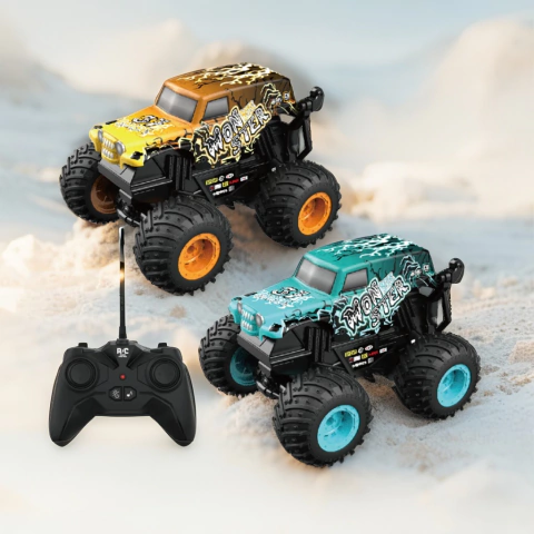 Carrinho Controle Remoto Som e Luz Spin Monster Bateria Recarregável