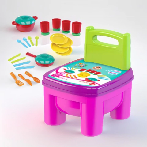 Cadeirinha de Brinquedo Infantil Cozinha e Panelinhas
