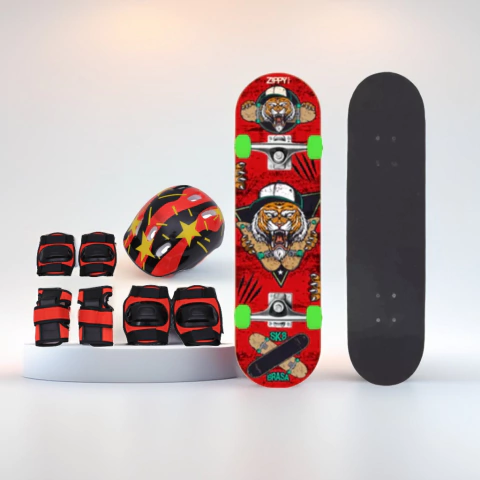 SKATE SEMI PROFISSIONAL + KIT DE PROTEÇÃO