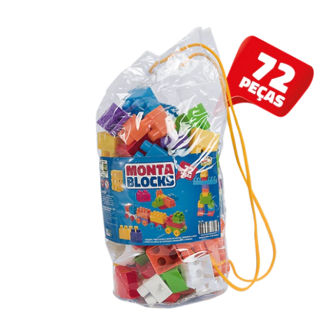 Bolsa Blocos de Montar Super Blocks – 72 Peças Grandes com Adesivos
