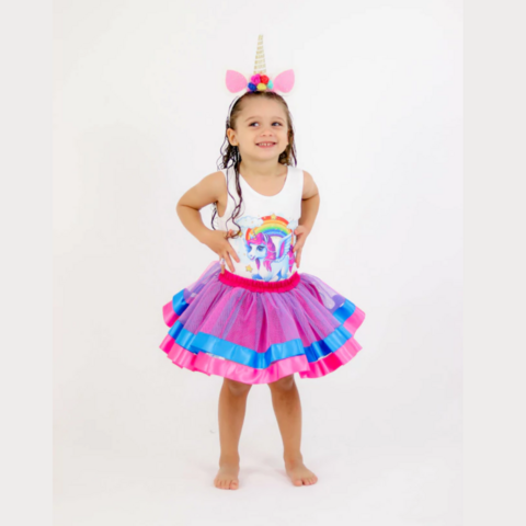 Fantasia Unicórnio Infantil Com Tiara
