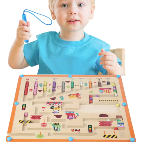 Labirinto Magnético de Cores e Números – Aprendizado Divertido para Crianças