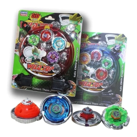 4 Beyblade Metal Led + Lançador + Arena Resistente TK-1648