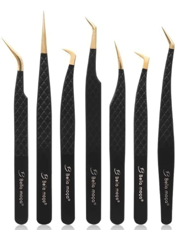 Pinça Bella Moça Preta Ponta Dourada