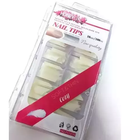 Unhas Tips Curvatura C Leitosa Honey Girl 100un