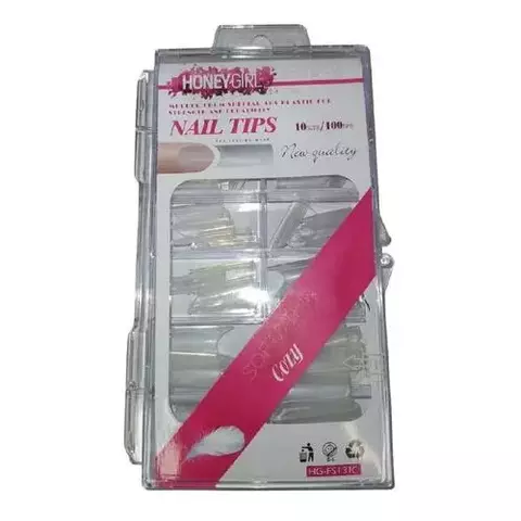 Unhas Tips Curvatura C Transparente Honey Girl 100un
