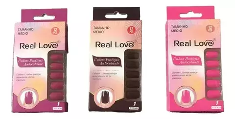 Unha Postiça Medio Quadrada Real Love 12un