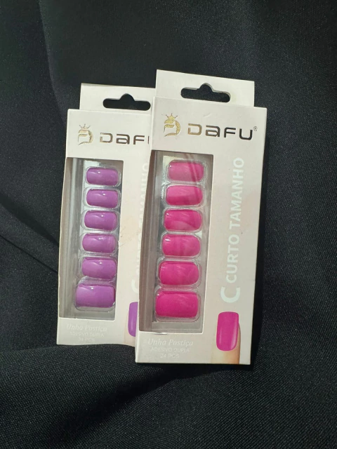 Unha Postiça Curto Quadrada Dafu 24un
