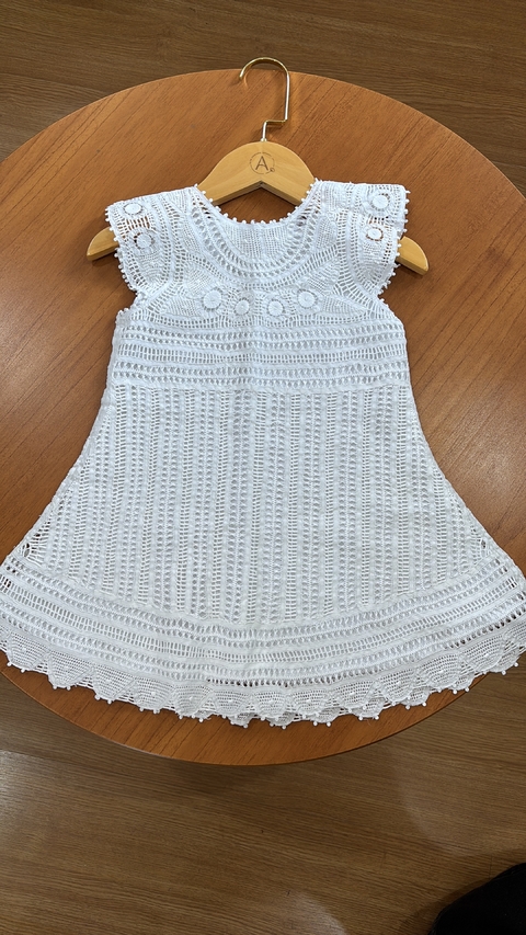 Vestido Infantil Ana Vitória - Branco Renda Renascença