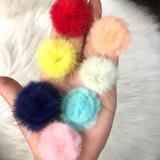 Par de Meio Pompom Achatado Pelinho Pelúcia 2,5 cm e 4,5 cm Para Laços e Enfeites