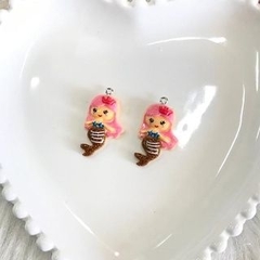 Pingente Infantil de Resina Colorido Sereia Picolé Batata Frita Ursinho Polvinho Menina Bola de Chiclete