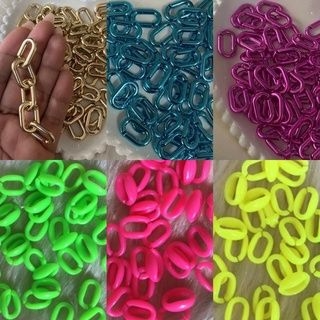 Elos de Corrente Em Acrílico Leitosos e Metalizados Para Bolsas e Acessórios Vários Tamanhos