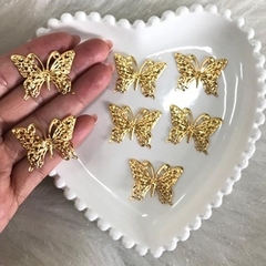 Borboleta de Metal Prata e Dourada Com e Sem Strass 3,5cm Para Tiaras e Laços