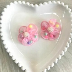 Aplique Flor de Organza e Crochê Para Laços e Tiaras - comprar online