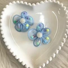 Aplique Flor de Organza e Crochê Para Laços e Tiaras