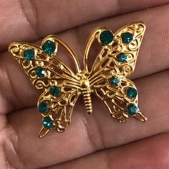 Borboleta de Metal Prata e Dourada Com e Sem Strass 3,5cm Para Tiaras e Laços - comprar online