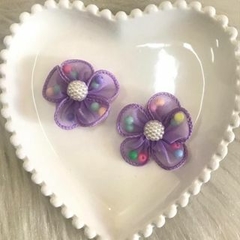 Aplique Flor de Organza e Crochê Para Laços e Tiaras - Donana Biju