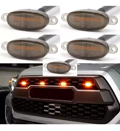 LZL-004 - KIT 5 LUZ LED PARRILLA RAPTOR AMBAR CON CABLE DRL