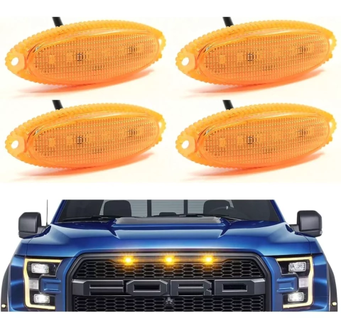 LZL-021 - KIT 4 LUZ LED DRL PARRILLA UNIVERSAL AMBAR