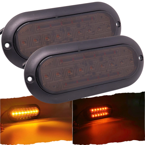 HGLT-013 - PAR PLAFON OVALADO MICA HUMO LUZ ROJA Y AMARILLA SECUENCIAL 12-24V - comprar en línea