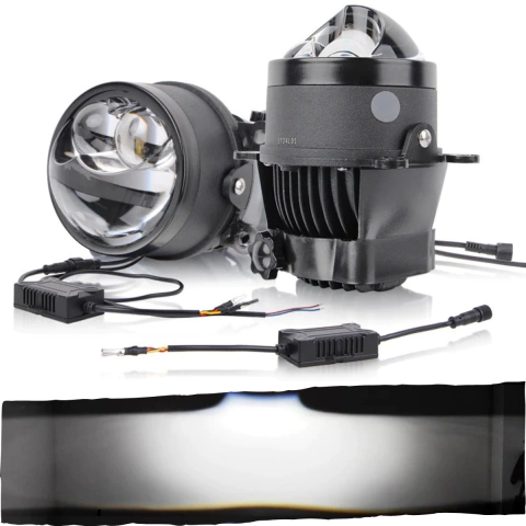 PRY-001 - PAR FARO AUXILIAR LED 3" LUPA DOBLE LASER LUZ BLANCA 12-24V - comprar en línea