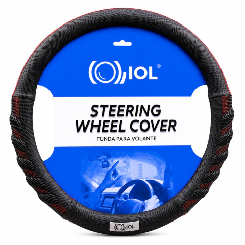 LFD-001 - Funda de volante negro con rojo premium pu t/ Sparco