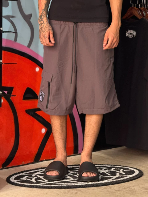 Bermuda Nba Cinza Nets Tactel Grafite Promoção Street - comprar online