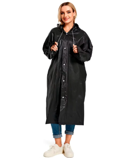 Capa De Chuva Cor Preta Adulto Impermeável Reforçada
