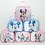Conjunto de bolsas infantis com estampas do Mickey e Minnie Mouse em cores rosa e azul.