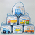 Conjunto de bolsas infantis personalizadas com temas de meios de transporte, incluindo carros, caminhões e helicópteros.