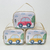 Três bolsas infantis personalizadas com ilustrações de carros coloridos e semáforos.