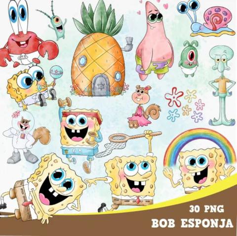 KIT DIGITAL BOB ESPONJA AQUARELADO