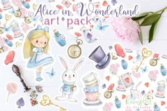 KIT DIGITAL ALICE NO PAÍS DAS MARAVILHAS AQUARELA