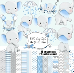 KIT DIGITAL ELEFANTINHO AZUL