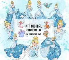 KIT DIGITAL CINDERELA AQUARELA #1787# - comprar online