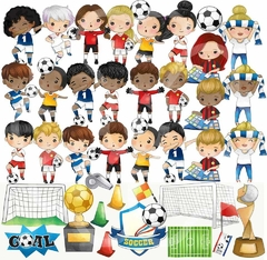 KIT DIGITAL FUTEBOL AQUARELADO