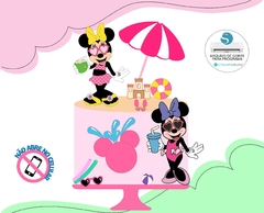 ARQUIVO DE CORTE TOPO DE BOLO MINNIE POOL PARTY EM CAMADAS #2067# - comprar online