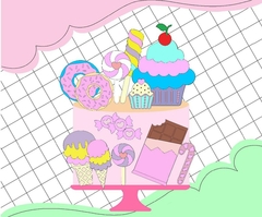 ARQUIVO DE CORTE TOPO DE BOLO DOCES / GULOSEIMAS #2082# - comprar online