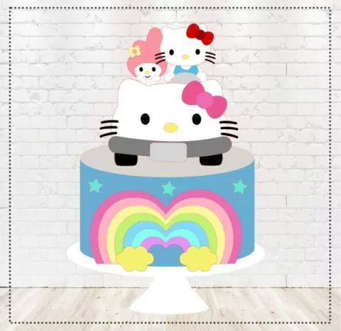 ARQUIVO DE CORTE TOPO DE BOLO HELLO KITTY EM CAMADAS
