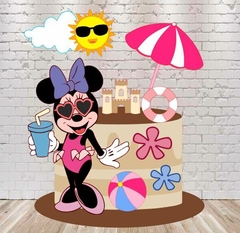 ARQUIVO DE CORTE TOPO DE BOLO MINNIE POOL PARTY EM CAMADAS