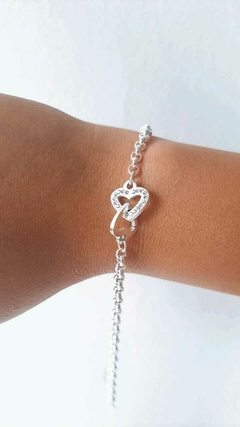 ACB250 PULSERA ROLO DOBLE DIJE CORAZON MICROPAVE