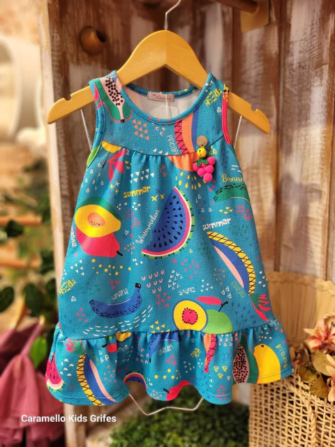 Vestido Infantil Estampado Frutas Mon Sucre - 131531028