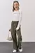 Conjunto de Blusa Cropped em Canelado Liz e Wide Leg em Moletom sem Pelúcia Vic&Vicky -81054 na internet