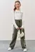 Conjunto de Blusa Cropped em Canelado Liz e Wide Leg em Moletom sem Pelúcia Vic&Vicky -81054