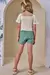 Conjunto Infantil Blusa Cropped em Tecido Texturizado e Shorts em Linho e Shorts Infantil - 88108 - comprar online