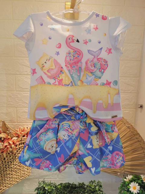 Conjunto Infantil Blusa e Shorts Mon Sucre - 131580034
