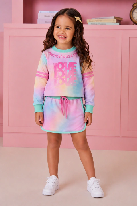 Conjunto Infantil Blusa e Shorts Saia Tie-Dye Mon Sucre - 51138018250