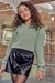 Conjunto de Blusão Boxy em Tricot Soft e Shorts em Couro Sintético Vic&Vicky - 81020